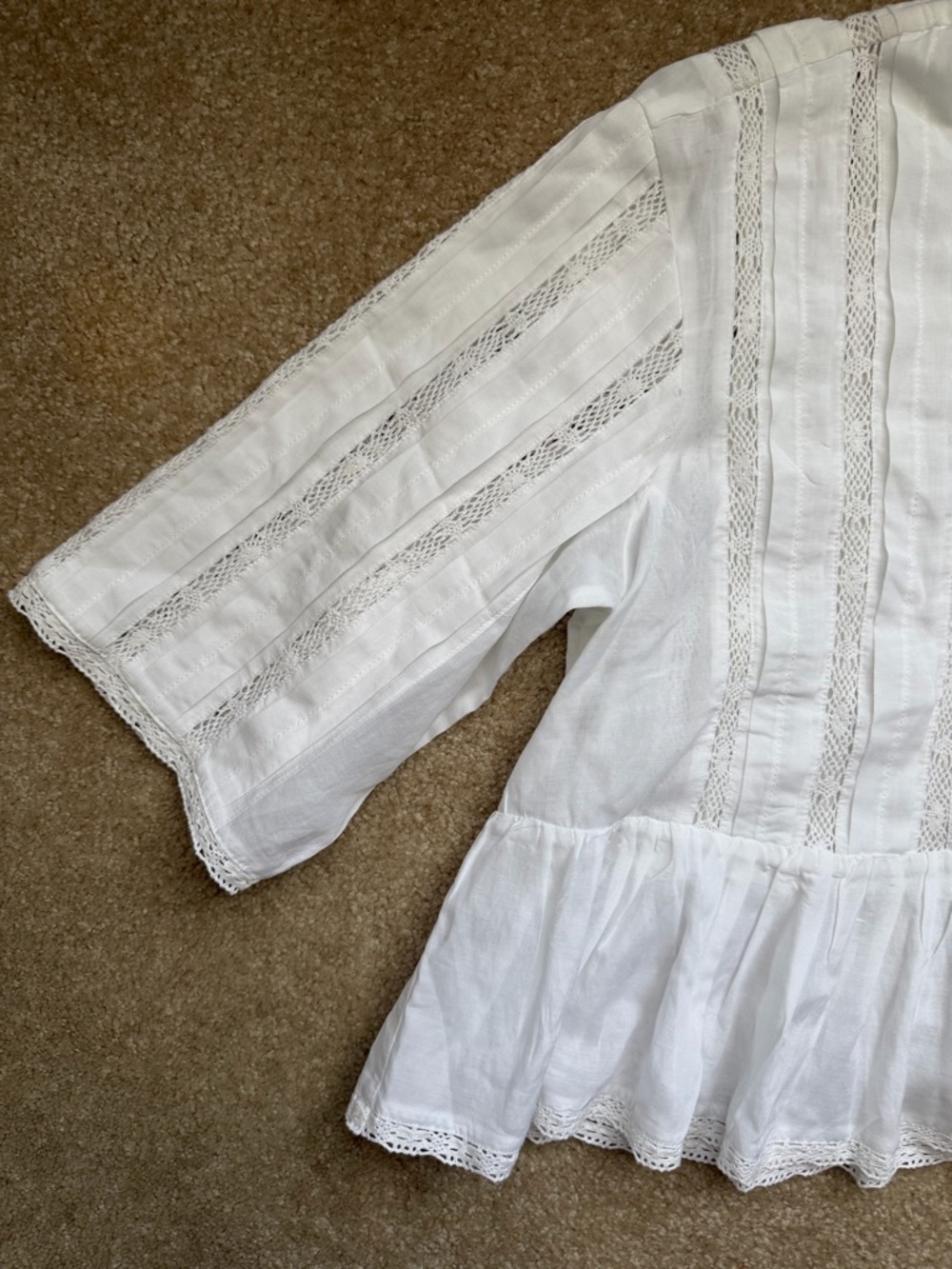 Madewell Bobbi Lace Trim Peplum Top Size L - Picture 4 of 11